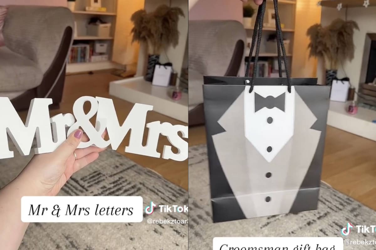 Una joven mostró en sus redes los accesorios y regalos que compró para su casamiento en un sitio de descuentos