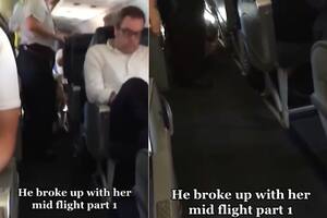 Una joven pierde el control luego de que su novio terminó con ella en pleno vuelo