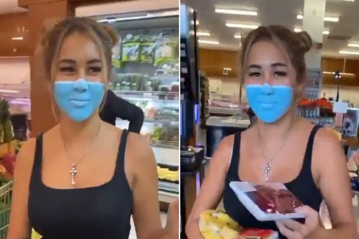 Una joven rusa ingresó a un supermercado de Bali sin barbijo y pidió disculpas: "Somos creadores de contenido"