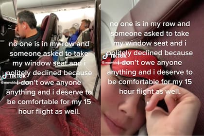 Una joven se negó a ceder un asiento vacío en su fila del avión para viajar con más comodidad