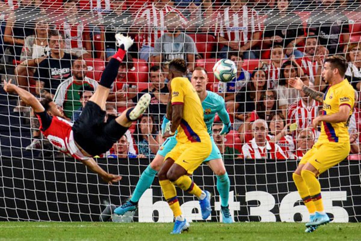 Una joya de Aduriz le ocasionó a Barcelona su primera derrota en el partido inaugural luego de 10 años