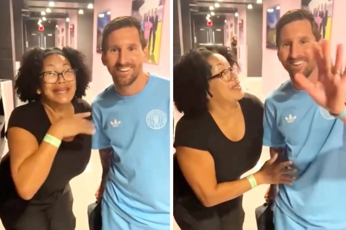 Una latina se cruzó con Messi y grabó un saludo para su pareja: se volvió viral
