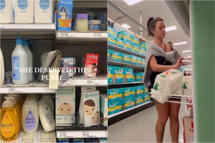 Una madre dejó una cartera en el lugar de los pañales en el supermercado y un video en TikTok generó un reto viral: "Ella merecía la cartera"