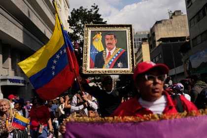 Una manifestación a favor de Maduro en Caracas, el 6 de enero