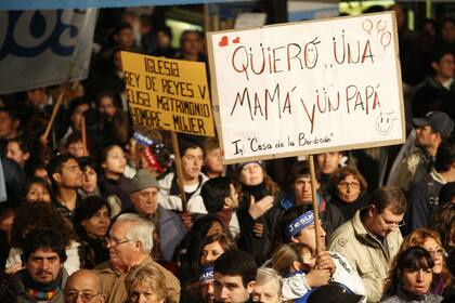 Una marcha evangelista contra el matrimonio gay en 2010, en Buenos Aires