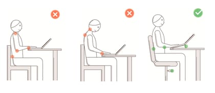 Una mesa alta puede producir dolores en los hombros. Una muy baja, problemas en el cuello.