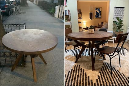Una mesa que alguien dejó en la vereda de su casa, sirvió para el living de otra (Foto: Instagram/@stoopingnyc)
