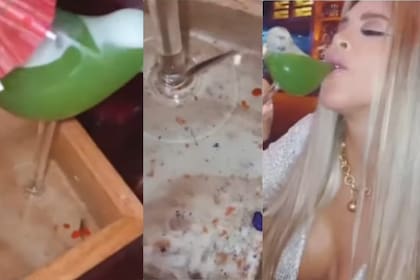Una modelo peruana toma un cóctel con un pez vivo como decoración y el hecho causó revuelo en las redes sociales     Foto: Captura de pantalla