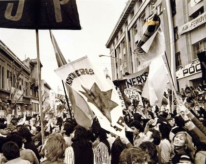 Una movilización de los Montoneros, en los convulsionados años 70