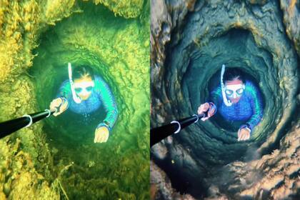 Una mujer buceó en uno de los túneles más estrechos del planeta