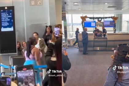 Una mujer enfureció frente al mostrador de American Airlines porque no encontraba a sus hijos