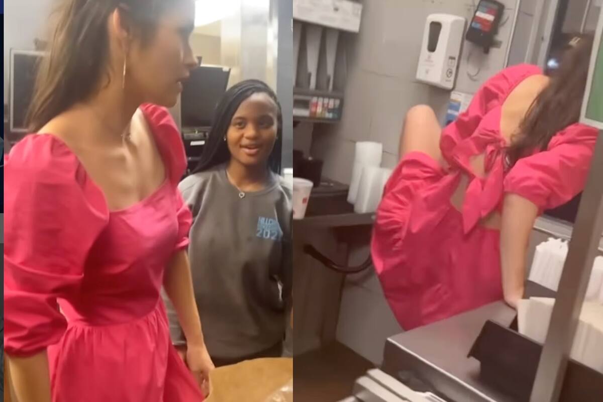 Una mujer entró por la ventanilla de un McDonald's para prepararse su comida, luego de que le negaran el servicio