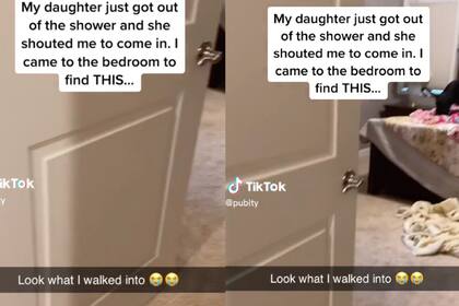 Una mujer fue a ver por qué su hija hacía sonidos y se encontró a su mascota en una divertida escena