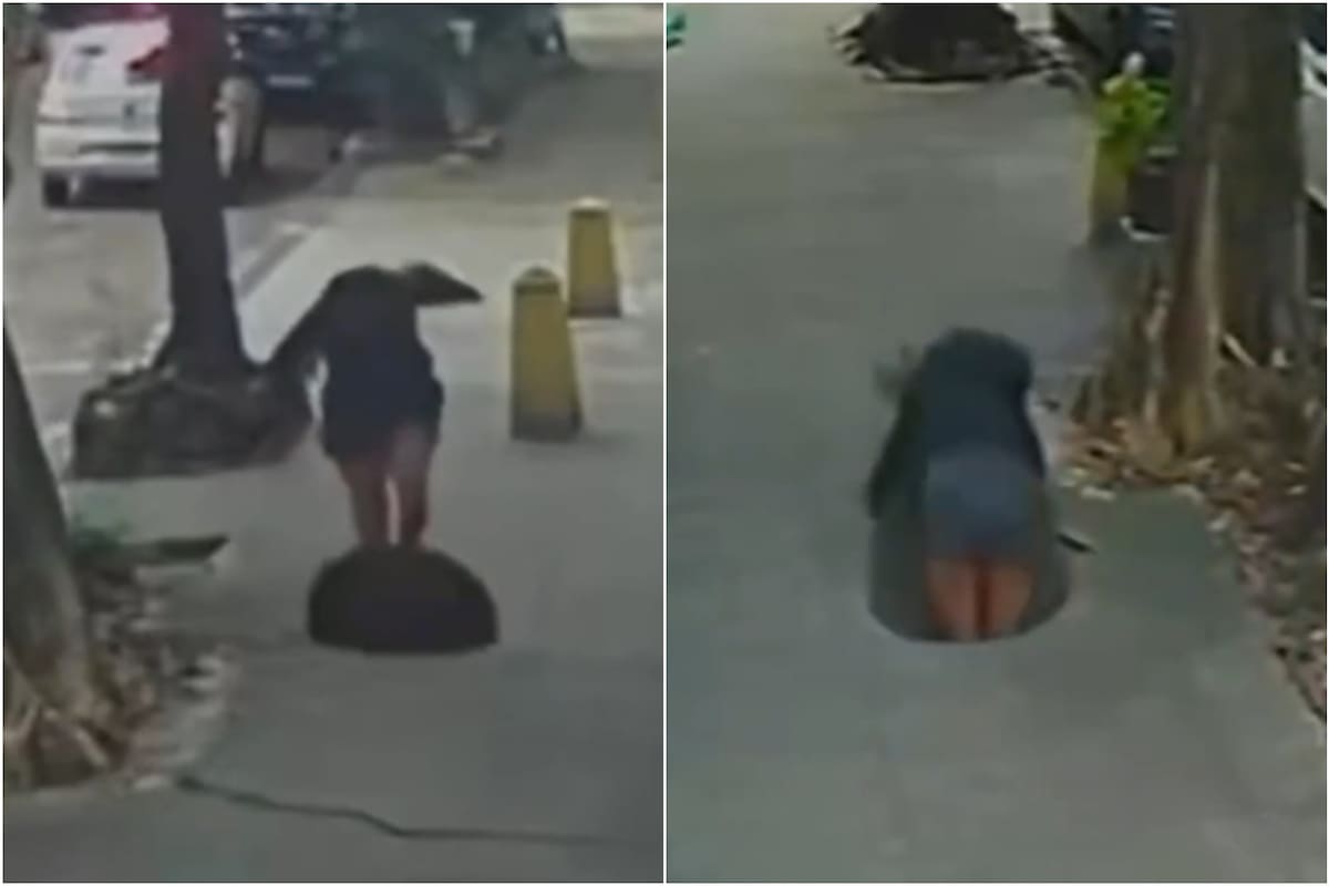 Una mujer identificada como Fabiana Rosa cayó accidentalmente en una alcantarilla abierta en Río de Janeiro, Brasil
