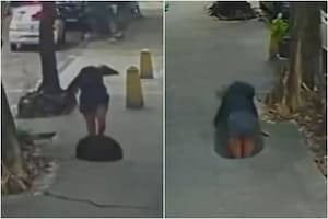Tiene 35 años, caminaba por la vereda y cayó en una alcantarilla