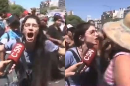 Una mujer increpó a manifestantes en la marcha de la CGT y se volvió viral su reacción