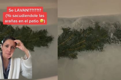 Una mujer mostró cómo se lava el árbol de Navidad (Captura video)