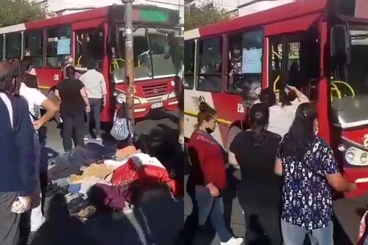 Una mujer se subió al estribo del colectivo porque no la dejaron subir