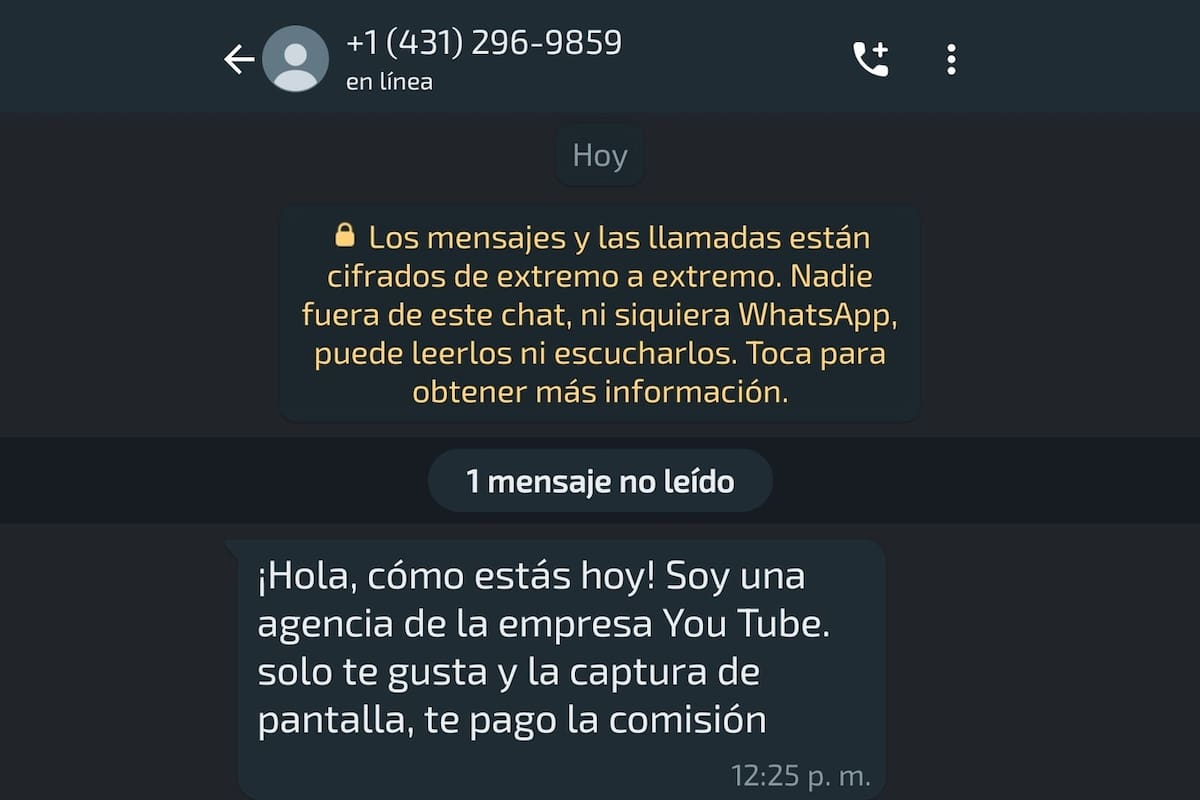 Una nueva estafa que circula por WhatsApp promete dinero a cambio de darle "Me gusta" a videos de YouTube o TikTok