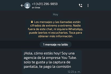 Una nueva estafa que circula por WhatsApp promete dinero a cambio de darle "Me gusta" a videos de YouTube o TikTok