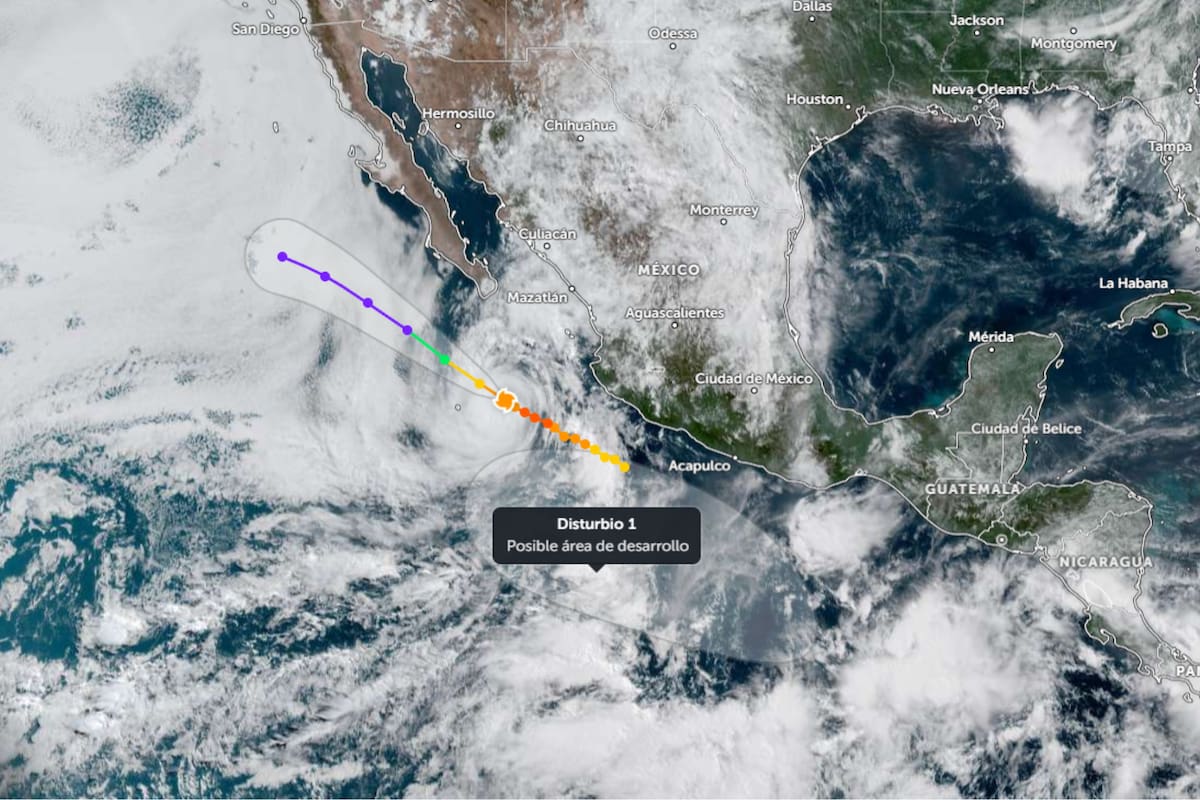 Una nueva perturbación se forma a 500 km al suroeste de México: aunque tiene 0% de probabilidad de desarrollo en 48 horas, el NHC estima un 50% de chance de convertirse en ciclón en siete días
