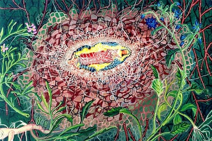 Una obra de Mónica Millán de la serie "El viaje por el río", 1996