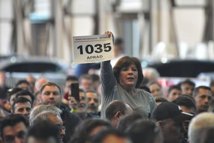 Una oferente en uno de los lotes rematados en la subasta de bienes incautados al delito en Santa Fe