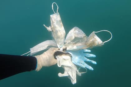 Una ONG francesa alerta sobre los efectos de contaminación en el mar por los desechos de tapabocas y guantes