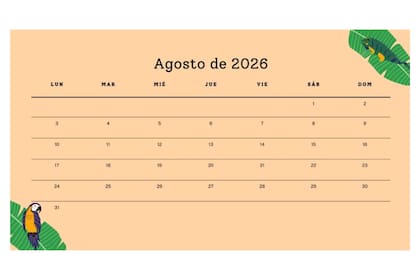 Una opción para imprimir el calendario de agosto