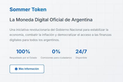 Una página web antigua del Hospital Sommer fue usada para promocionar una supuesta criptomoneda avalada por el Gobierno
