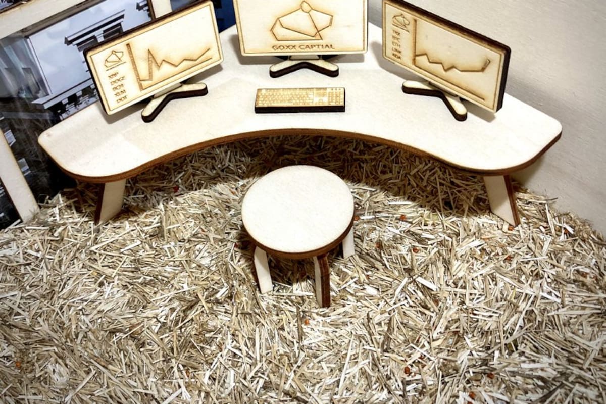 Una parte de la "oficina" de Mr Goxx, el hámster inversor