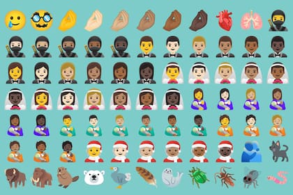 Una parte de los 117 nuevos emojis que se suman a Android 11, donde se destaca el gesto italiano de los dedos