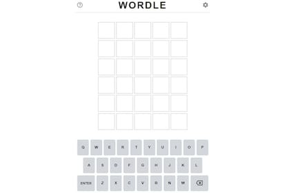 Una partida en blanco del juego de palabras online Wordle