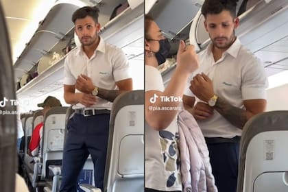Una pasajera grabó al empleado de una aerolínea por la gran atracción que sintió hacia él