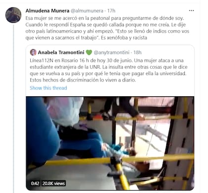 Una periodista de Rosario sostuvo que la misma mujer la había agredido verbalmente mientras estaba trabajando