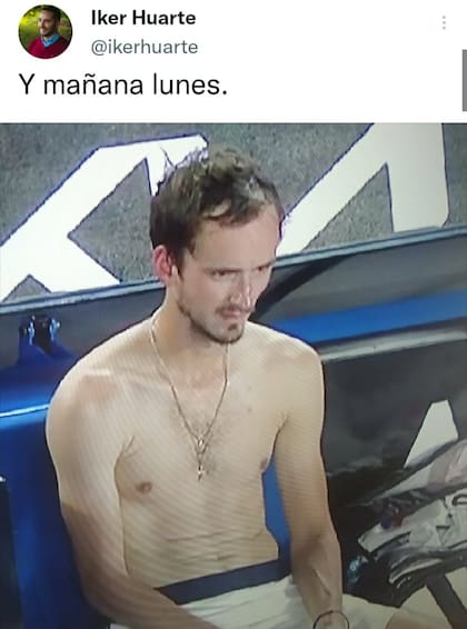 Una persona bromeó con el cansancio que demostró el ruso tras finalizar el partido