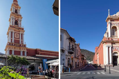 Una perspectiva diferente e inmejorable de la Iglesia, desde Patio San Francisco, un bar y restaurante recientemente inaugurado. A la derecha, la vista larga de la calle Caseros deja ver, al fondo, la mole blanca del Convento de San Bernardo.