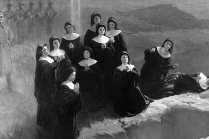 Una pintura que muestra el asesinato de las monjas en 1943.