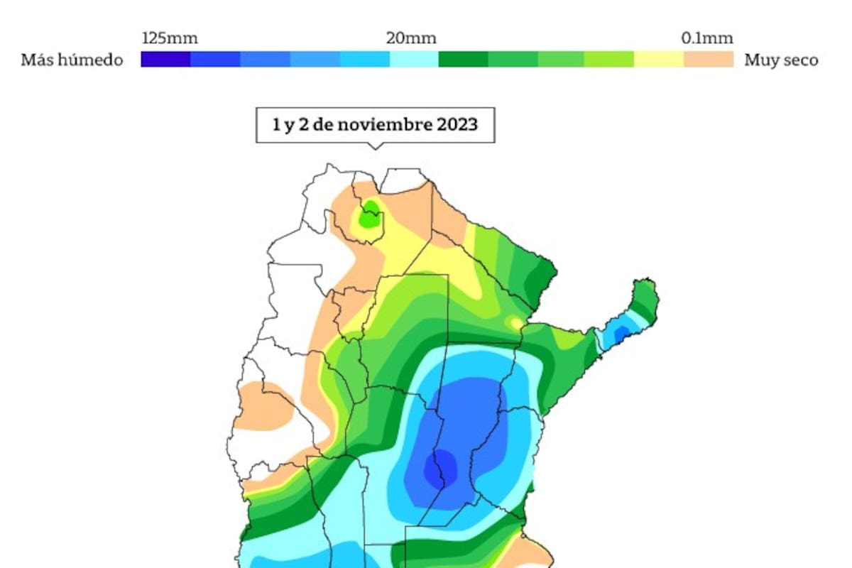 Una postal de las precipitaciones que se registraron en las últimas 24 horas, hasta las 9 de este jueves
