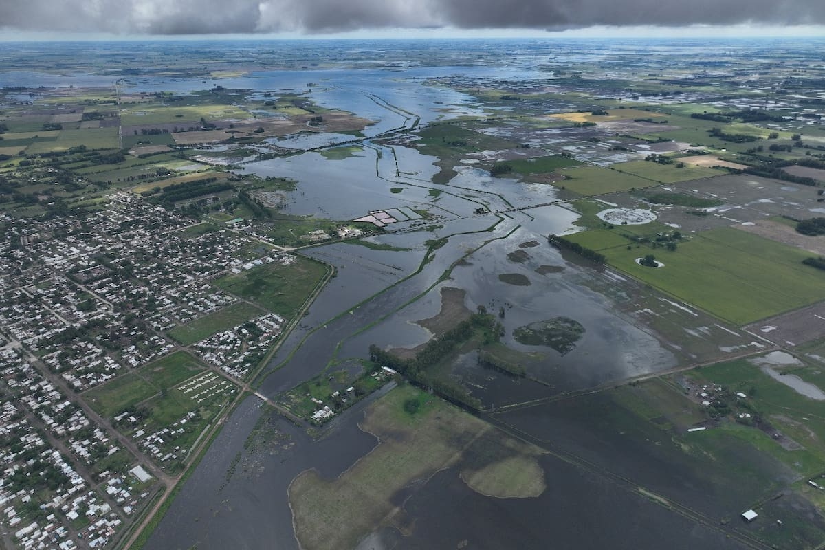Una postal de lo que fueron las inundaciones en la localidad de Bragado