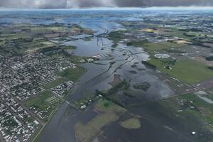 Una postal de lo que fueron las inundaciones en la localidad de Bragado
