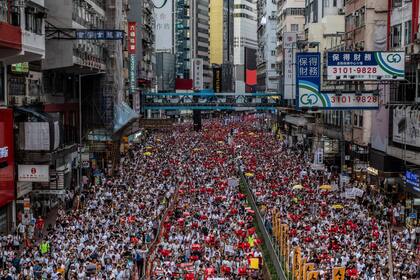 Una protesta contra la ley de extradición en Hong Kong, 9 de junio de 2019. La ciudad promulgó una nueva y estricta legislación de seguridad con poca protesta pública, en parte porque quienes se habrían opuesto a ella estaban en la cárcel o en el exilio.