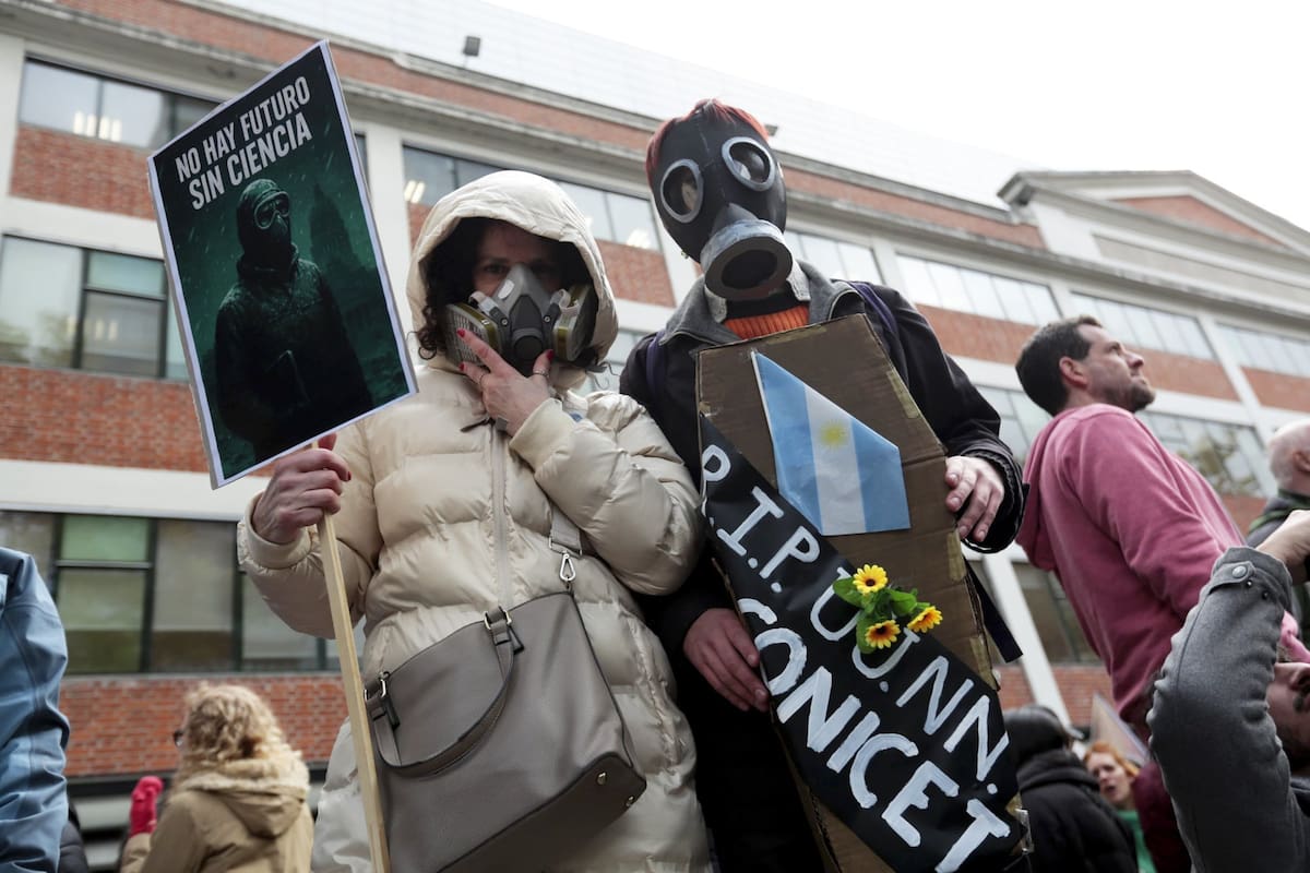 Una protesta contra los recortes en el Polo Científico Tecnológico, en Palermo, el año pasado