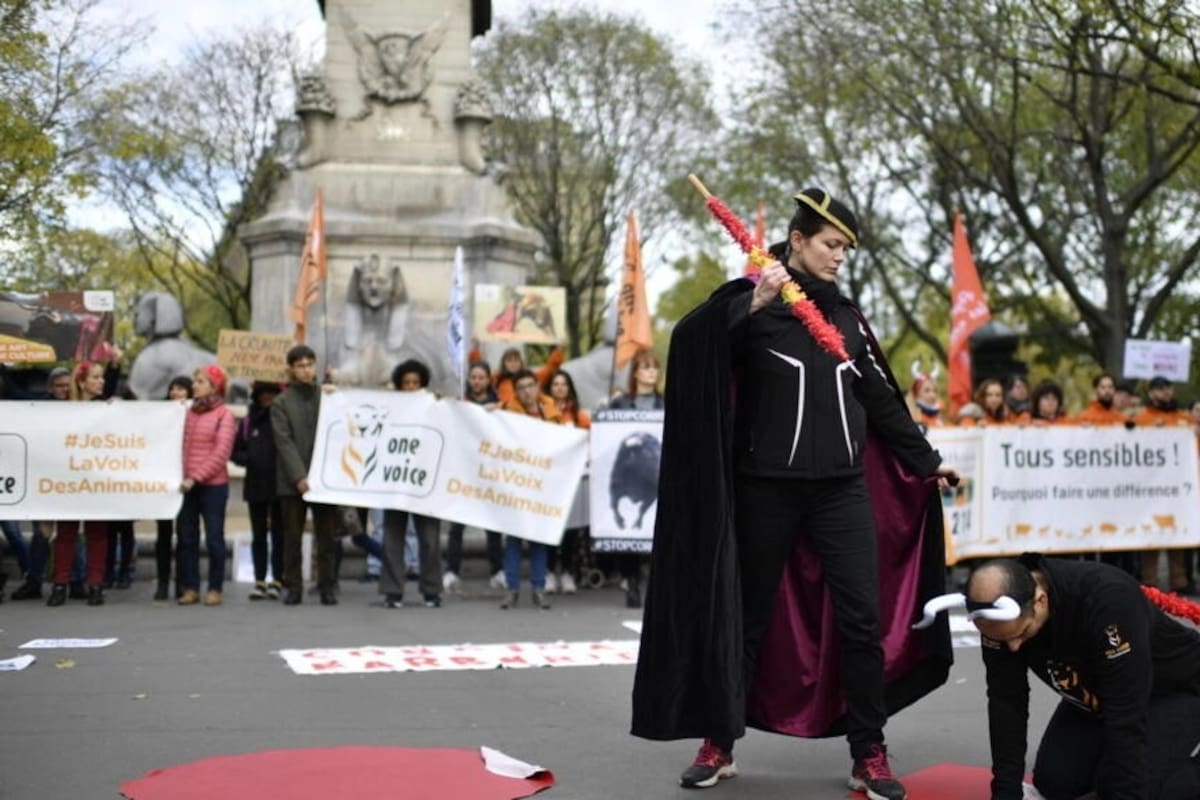 Una protesta en París contra las corridas de toros