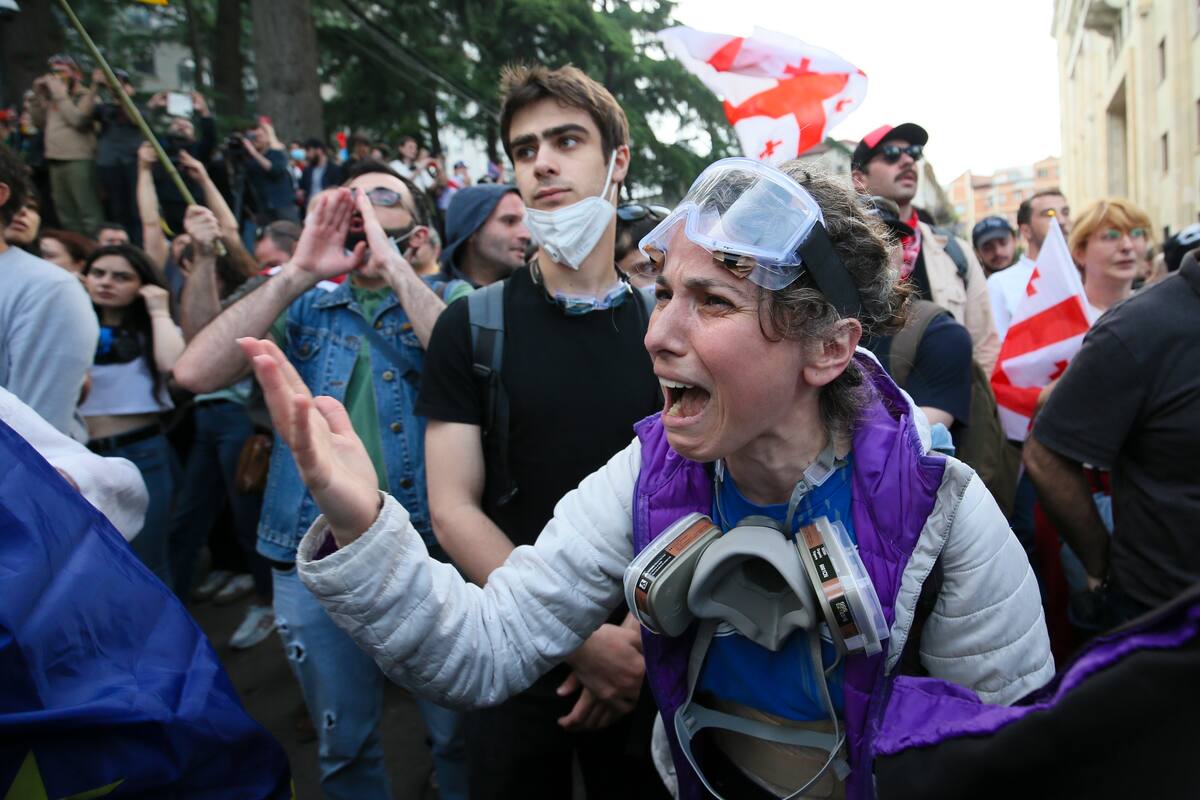 Una protesta frente al parlamento de Georgia