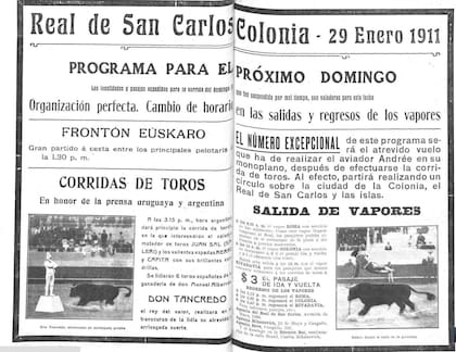 Una publicidad del Real de San Carlos, en Colonia. 1911.