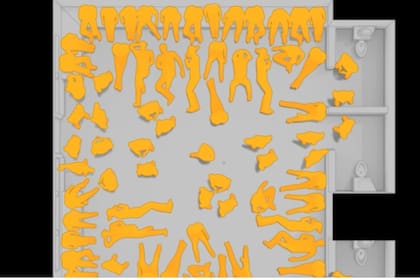 Una reconstrucción tridimensional reveló las dimensiones de la sala donde más de 80 migrantes permanecieron al mismo tiempo durante 2025