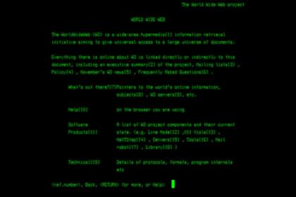 Una recreación de cómo se veía el primer sitio Web con las computadoras de la época