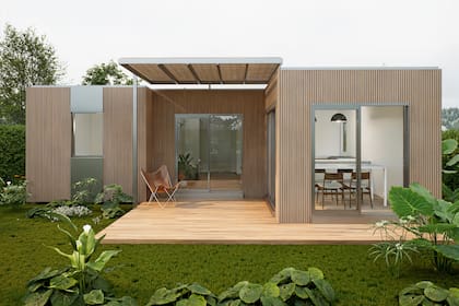 Una referencia de una casa modular con distintos ambienest y volúmenes
