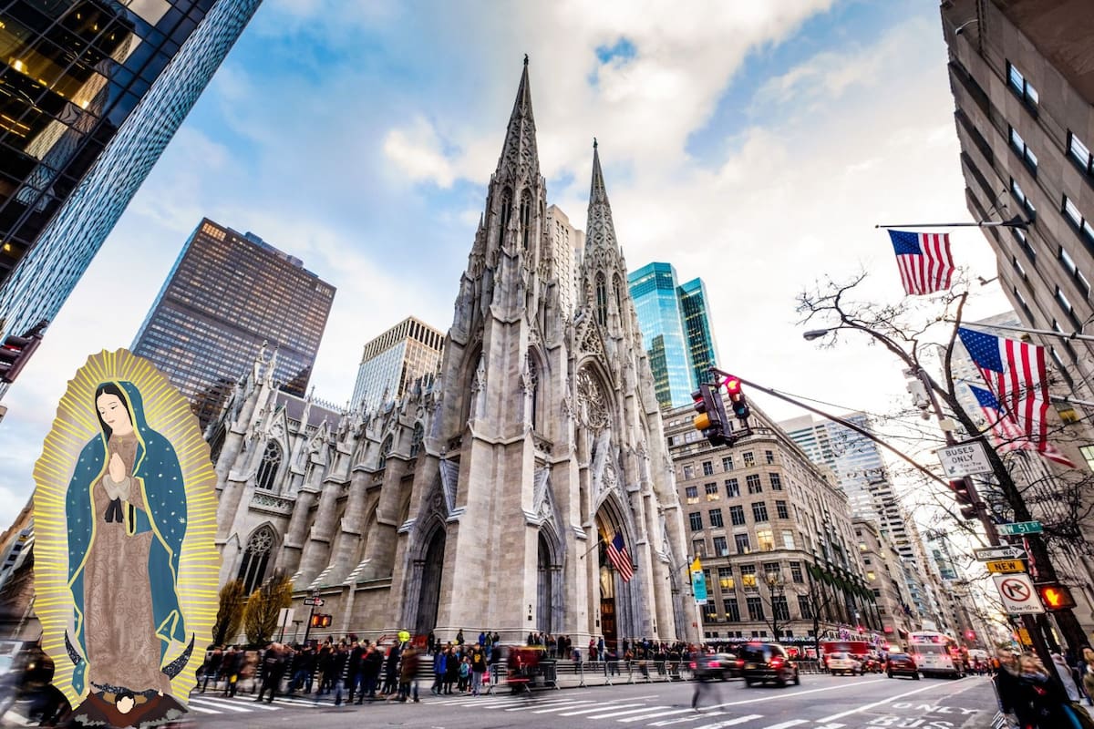 Una réplica exacta de la Virgen de Guadalupe se encuentra dentro de la Catedral de San Patricio en Nueva York, donde puede ser visitada (Facebook/St. Patrick's Cathedral)